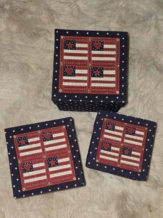 Antler Haven Designs Other - Patriotic Fabric Storage Boxes - Navy & Red Set of 3